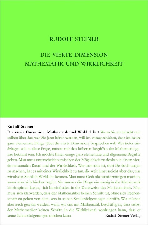 Produktbild Die vierte Dimension. Mathematik und Wirklichkeit (Deutsch, Rudolf Steiner, 2025)