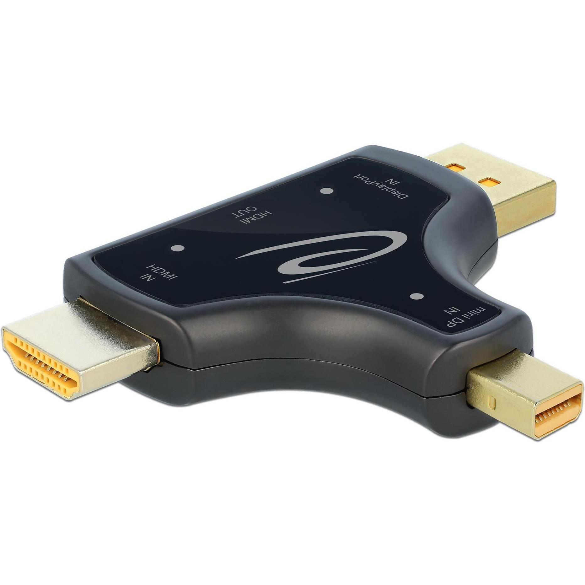 Thumbnail - Delock Monitoradapter DP miniDP HDMI (HDMI, 6.90 cm), Data + Video Adapter, Schwarz