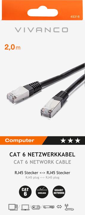Produktbild Vivanco Netzwerkkabel (F/UTP, CAT6, 2 m)