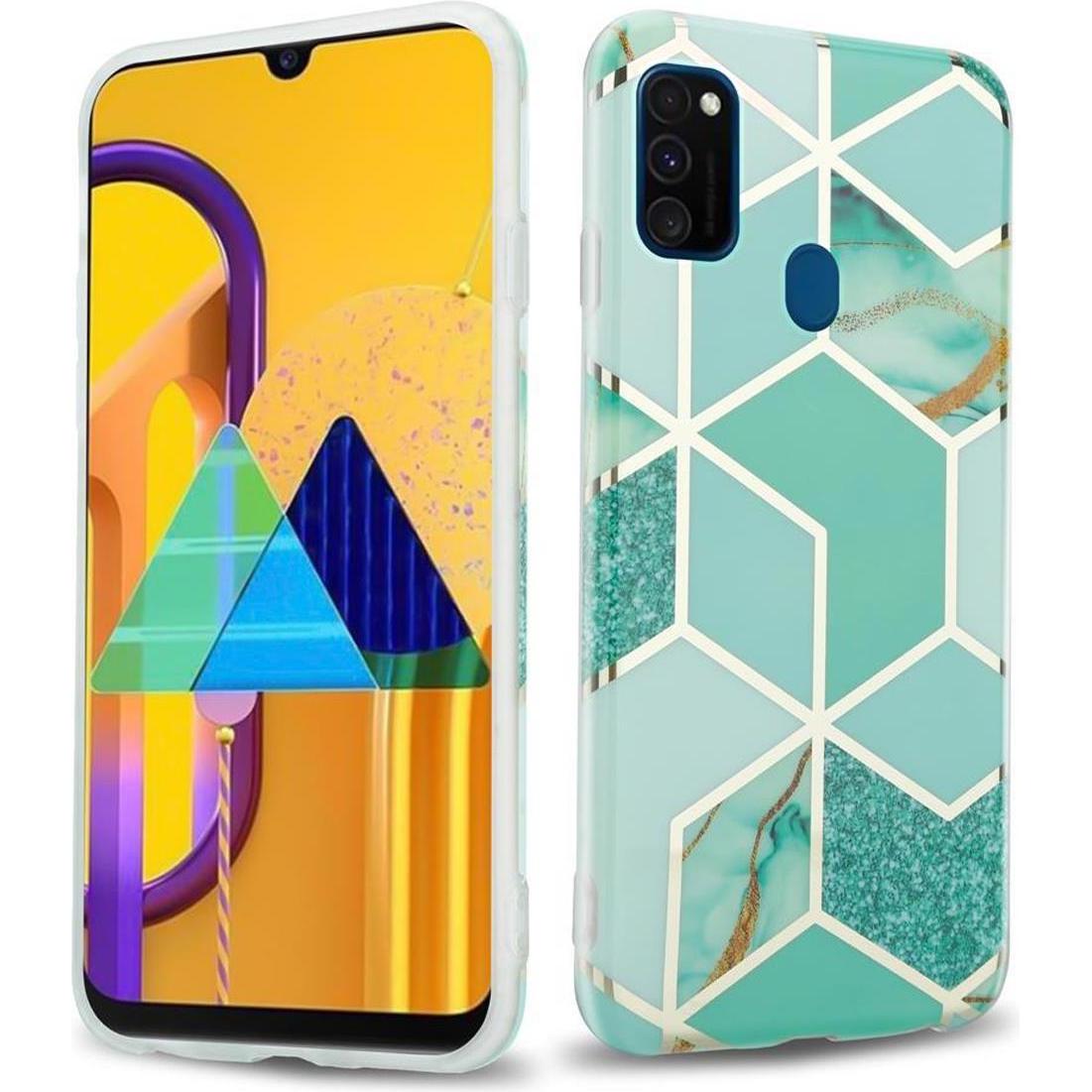 Cadorabo IMD TPU Bunter Marmor Cover (Huawei P20 Lite), Smartphone Hülle, Grün