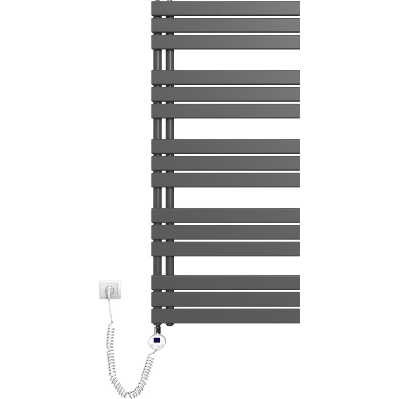 Emke Elektrischer Handtuchwärmer mit Heizstab und Timer, Anthrazit 1320x600mm 800W, Heizkörper, Grau