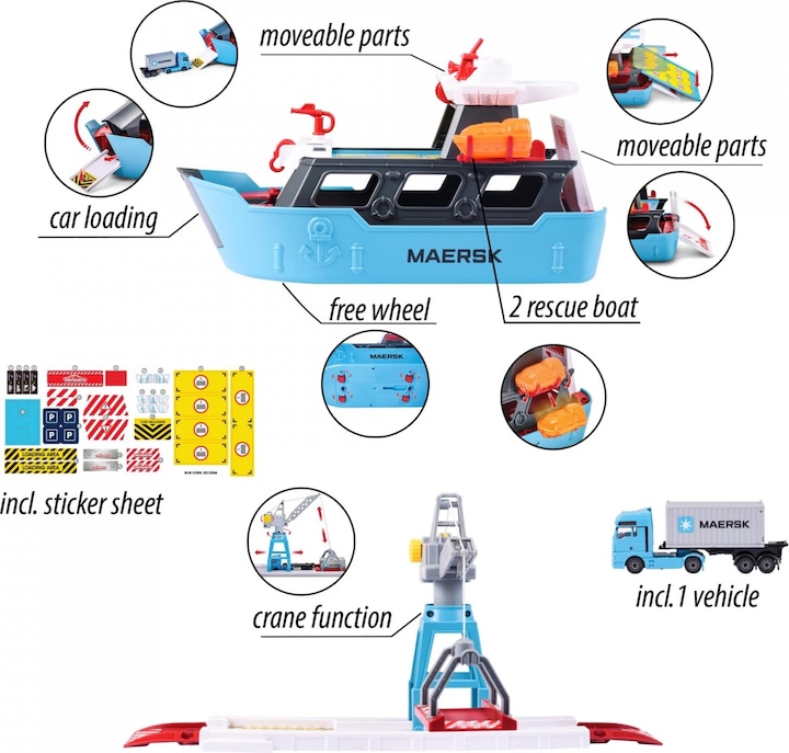 Actual product image Majorette Creatix Logistic Freight Ship+1 vehicle