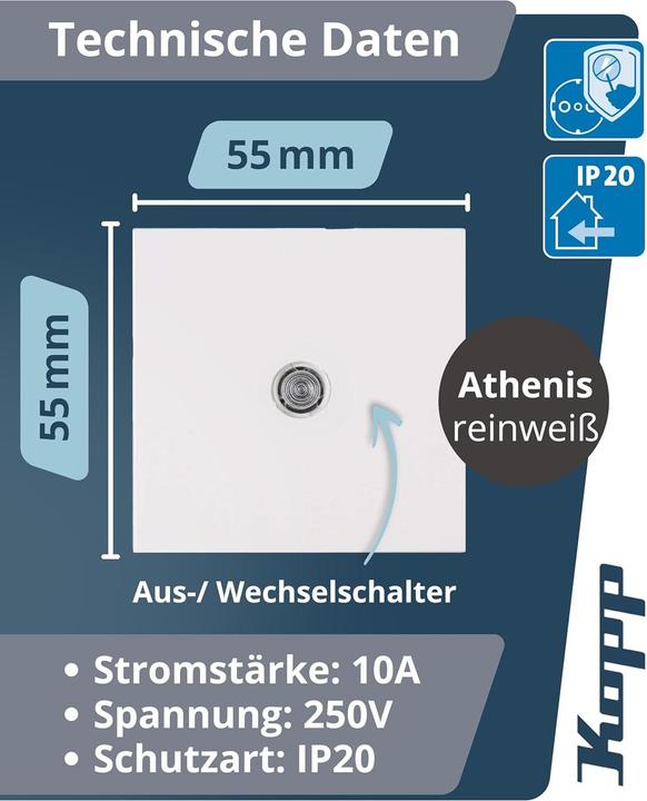 Actual product image Kopp Push-button insert ATHENIS Pure white (RAL 9010) 589392080