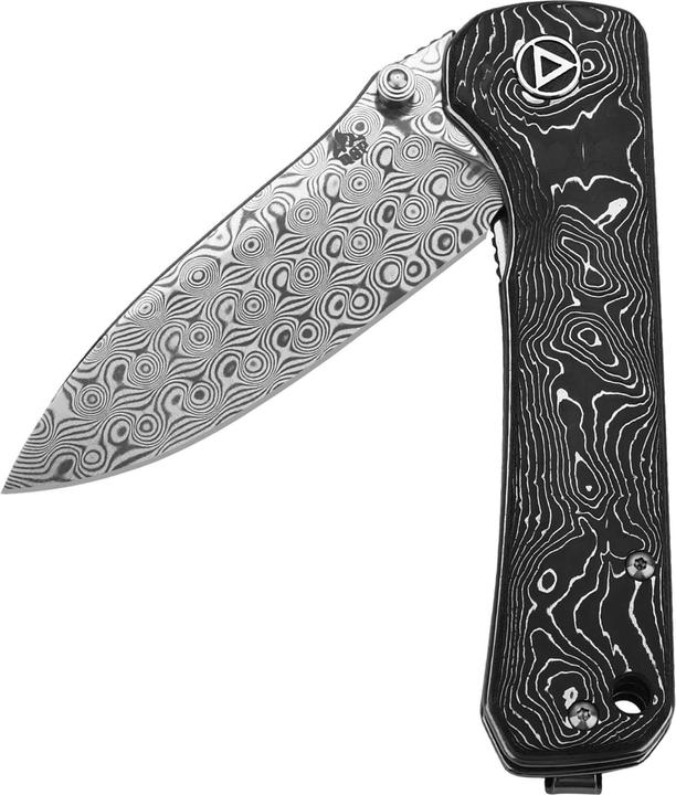 Produktbild QSP Knives Hawk Damast Aluminium Foil CF (8.20 cm)