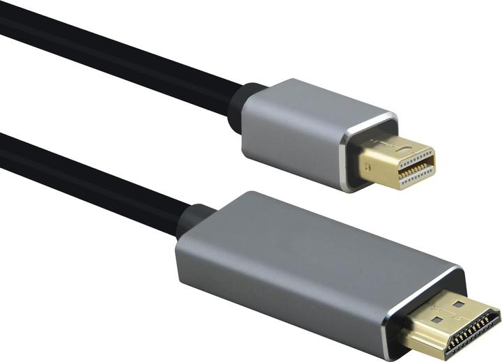Actual product image Helos Connection cable, mini DisplayPort St./HDMI St., PREMIUM 4K, 3.0m, black mini DisplayPort male/HD (3 m)