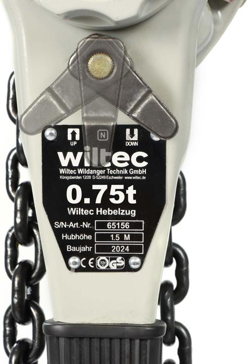 Produktbild Wiltec Hebelzug 0,75t x 1,5m Hebezeug 360° Griff Kettenzug Flaschenzug Tragmittel