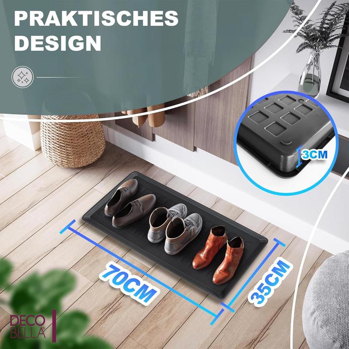 Produktbild DecoBella 3 Stück Schuhabtropfschale | Schuhtablett Grau | 70x35x3 cm Schuhwanne (70 x 35 cm)