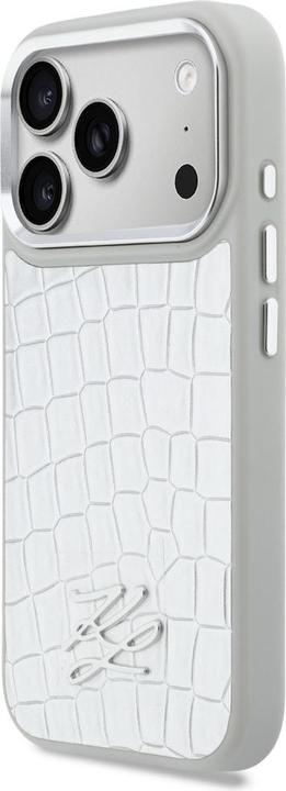 Produktbild Karl Lagerfeld Etui Croco KL Script Logo MagSafe do iPhone 17 Pro srebrny (Apple iPhone 17 Pro)