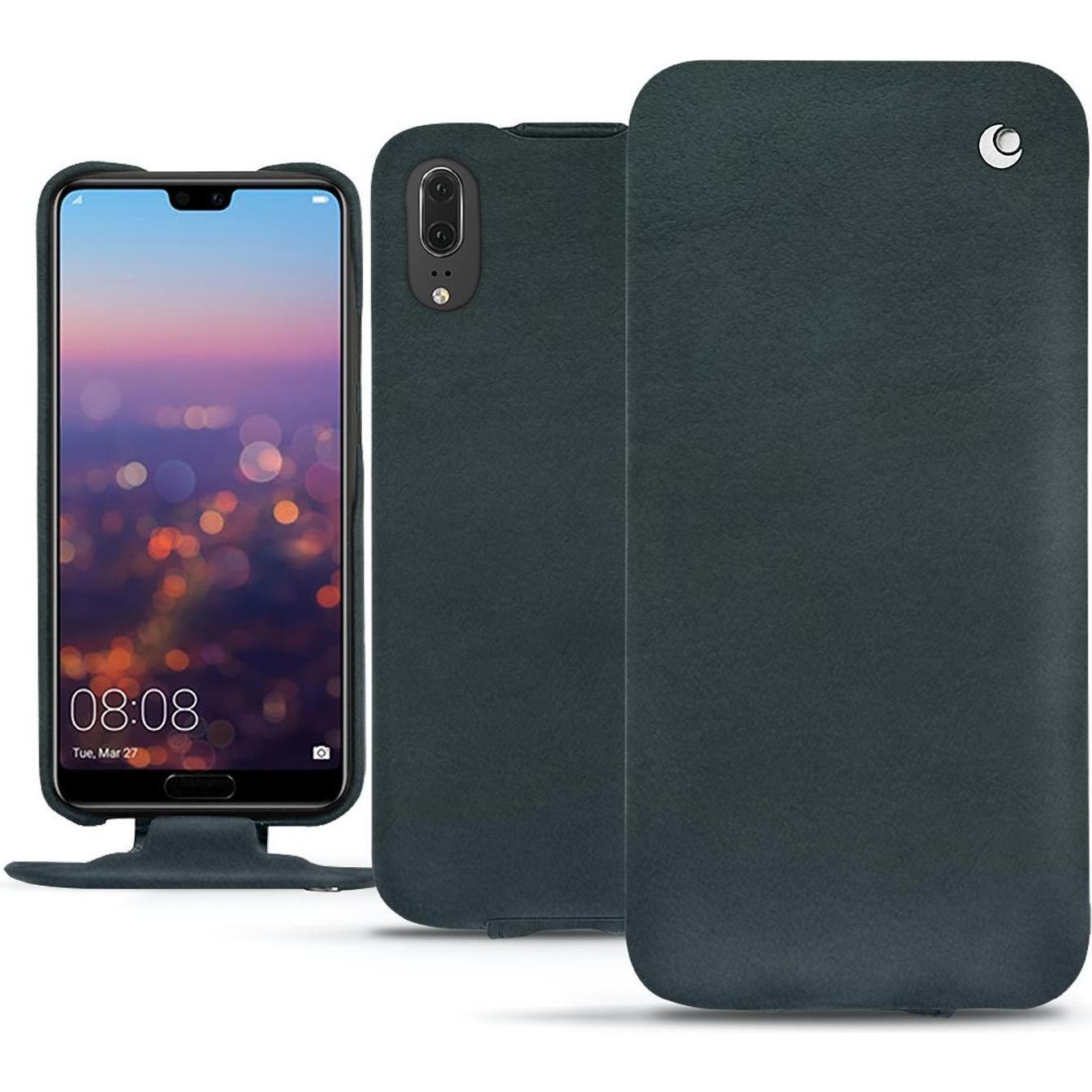 Noreve Lederschutzhülle vertikal (Huawei P20), Smartphone Hülle, Blau
