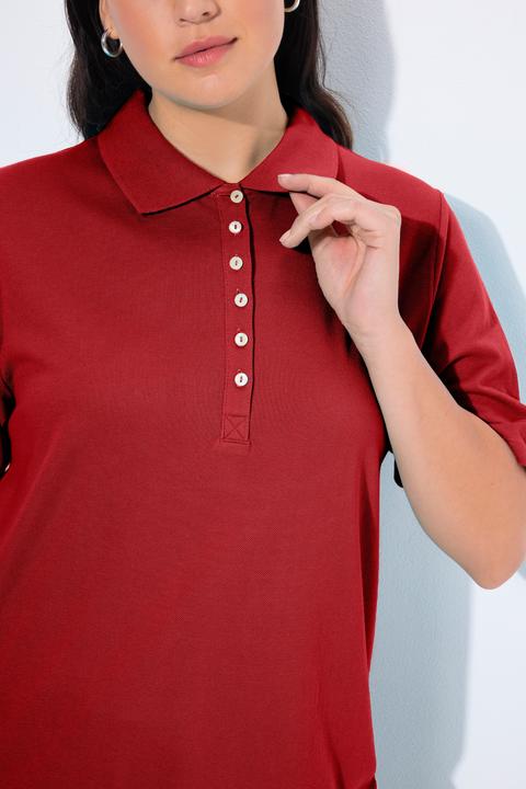 Produktbild Ulla Popken Poloshirt, Piqué, Polokragen, Samt-Knopfleiste, Halbarm (54)