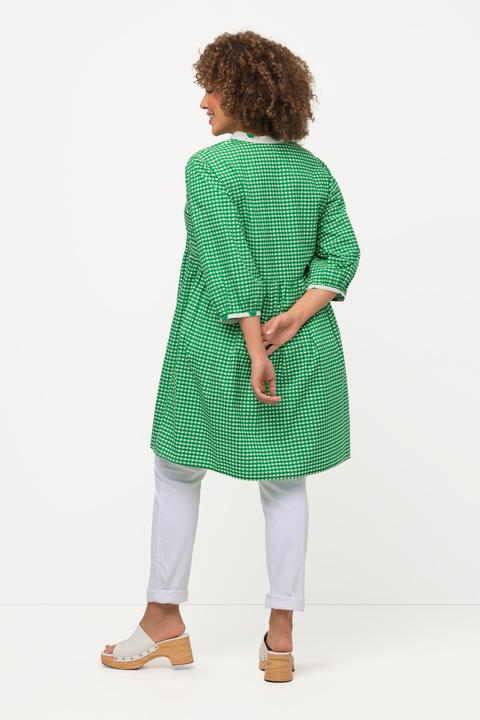 Produktbild Ulla Popken Longtunika, kariert, A-Linie, V-Ausschnitt, 3/4-Arm (50, 52)