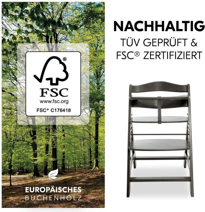 Produktbild Hauck Hochstühle Hochstuhl Alpha Plus Select Charcoal - im Sparset (Hochstuhl Sitzerhöhung)