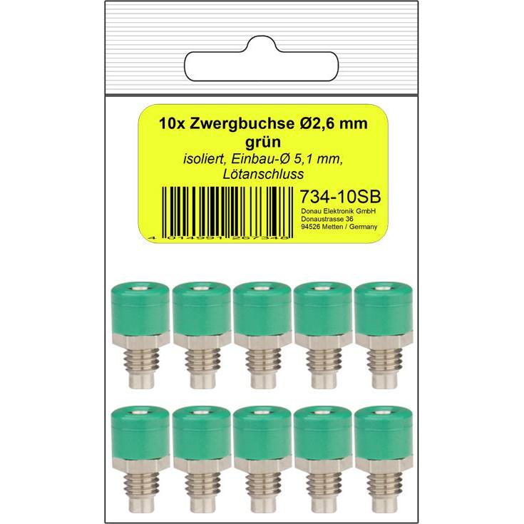 Donau 10 ZWERGBUCHSE 2,6mm grün, Elektronikkabel + Stecker, Grün
