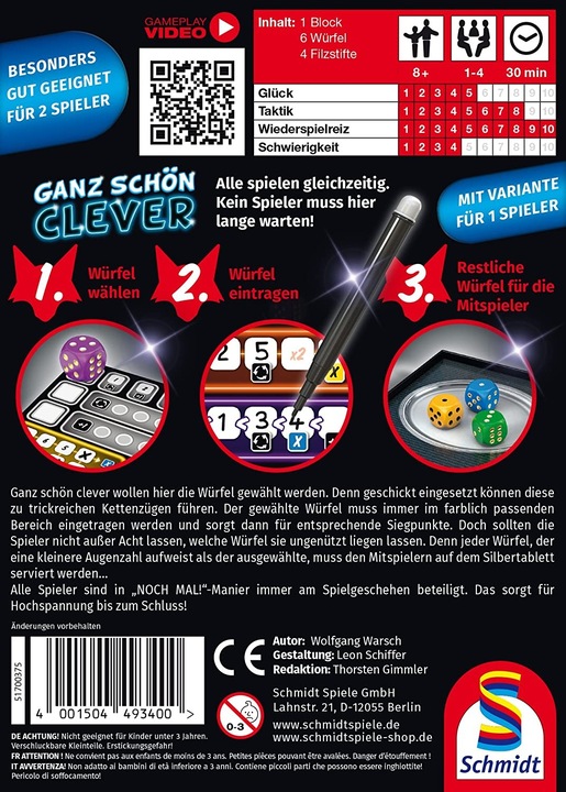 Actual product image Schmidt Spiele Pretty clever (German)