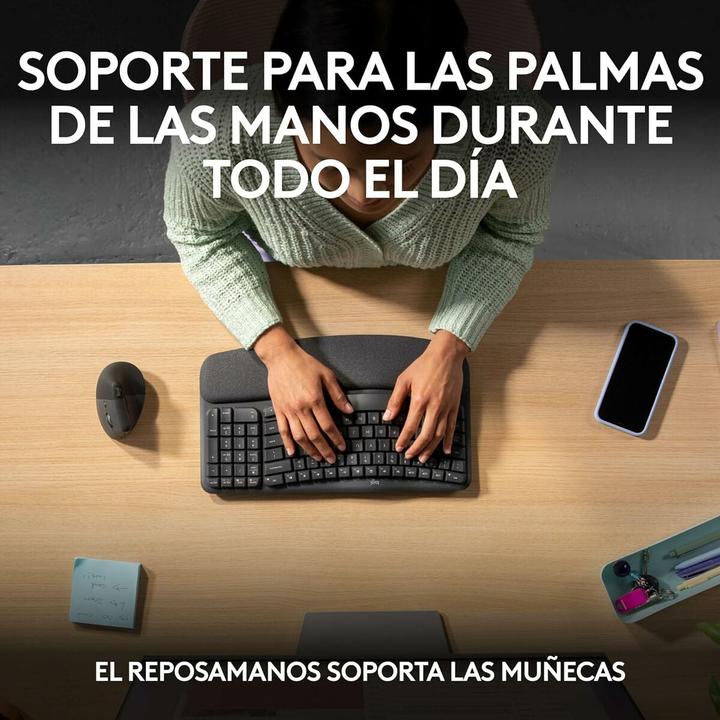 Actual product image Logitech Wave Keysergonomic Kb Graphite (Eng. Int., Wireless)