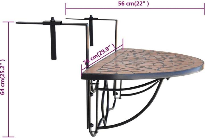 Produktbild vidaXL Balkontisch (76 x 38 x 64 cm)