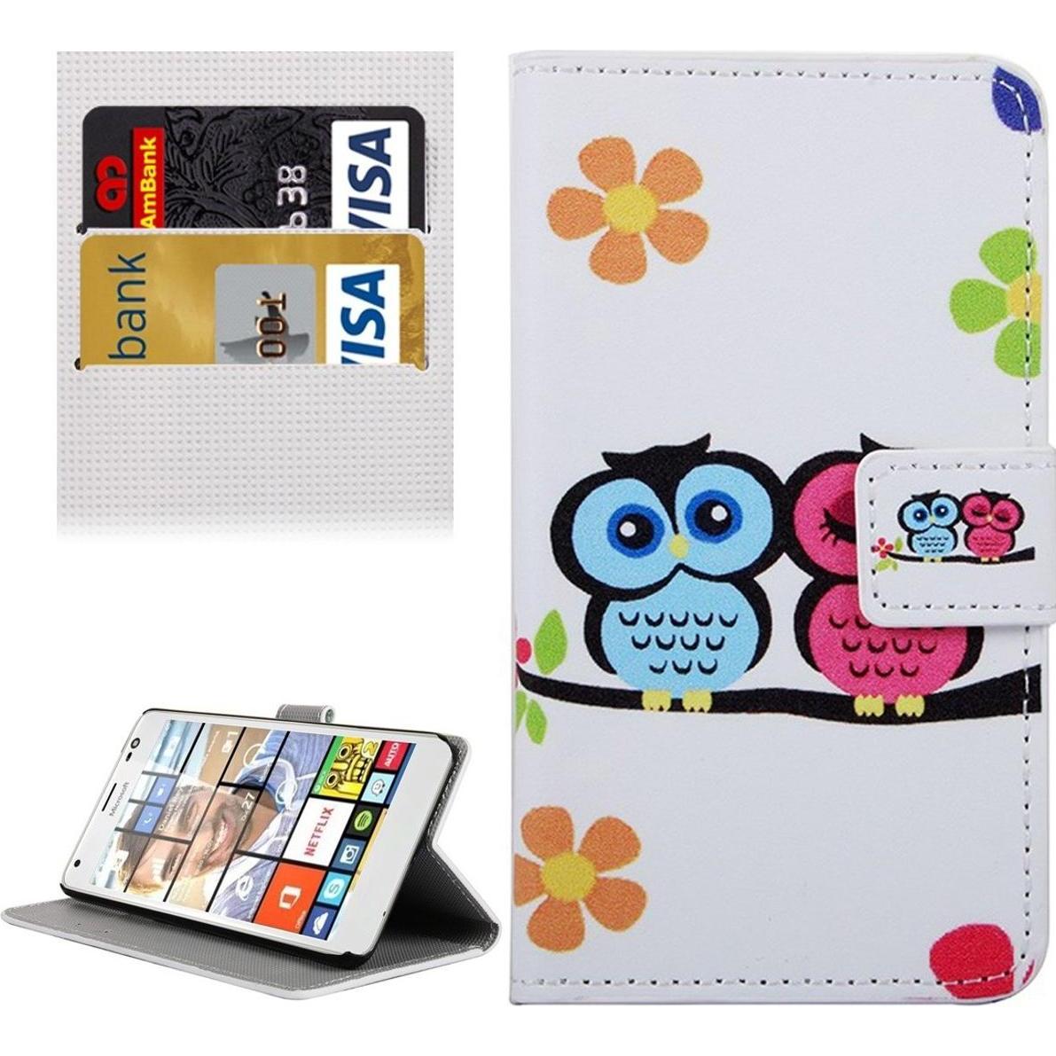 Thumbnail - König Design Handy Hülle Schutz Case Cover Wallet für Microsoft Lumia 850 Eulen Paar Verliebt (Microsoft Lumia 850), Sma...
