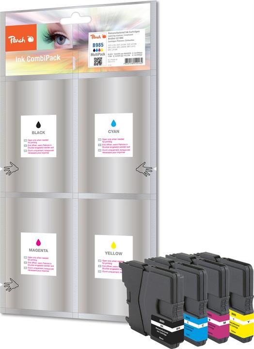 Image du produit Peach Cartouches d'encre économiques compatibles avec LC-985VAL (C, CF, M, Y)