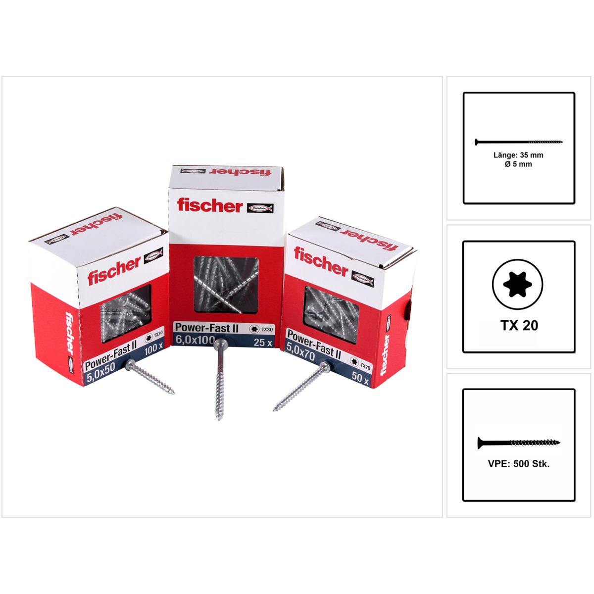 Thumbnail - Fischer, Schrauben, Power-Fast II FPF II Spanplattenschraube 5,0x35 mm 500 Stück ( 670371 ) Senkkopf mit Torx Te (1 Schr...