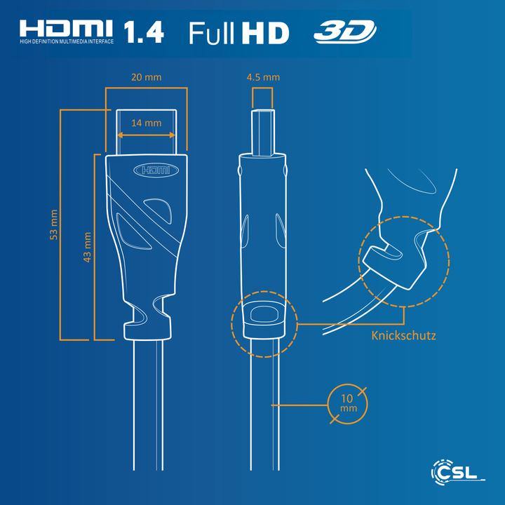 Actual product image CSL HDMI cable 2.0b - 4k 60Hz Ultra HD - Ethernet - Highspeed - Full HD - 3D - ARC - 3 x shielded (12.50 m, HDMI)