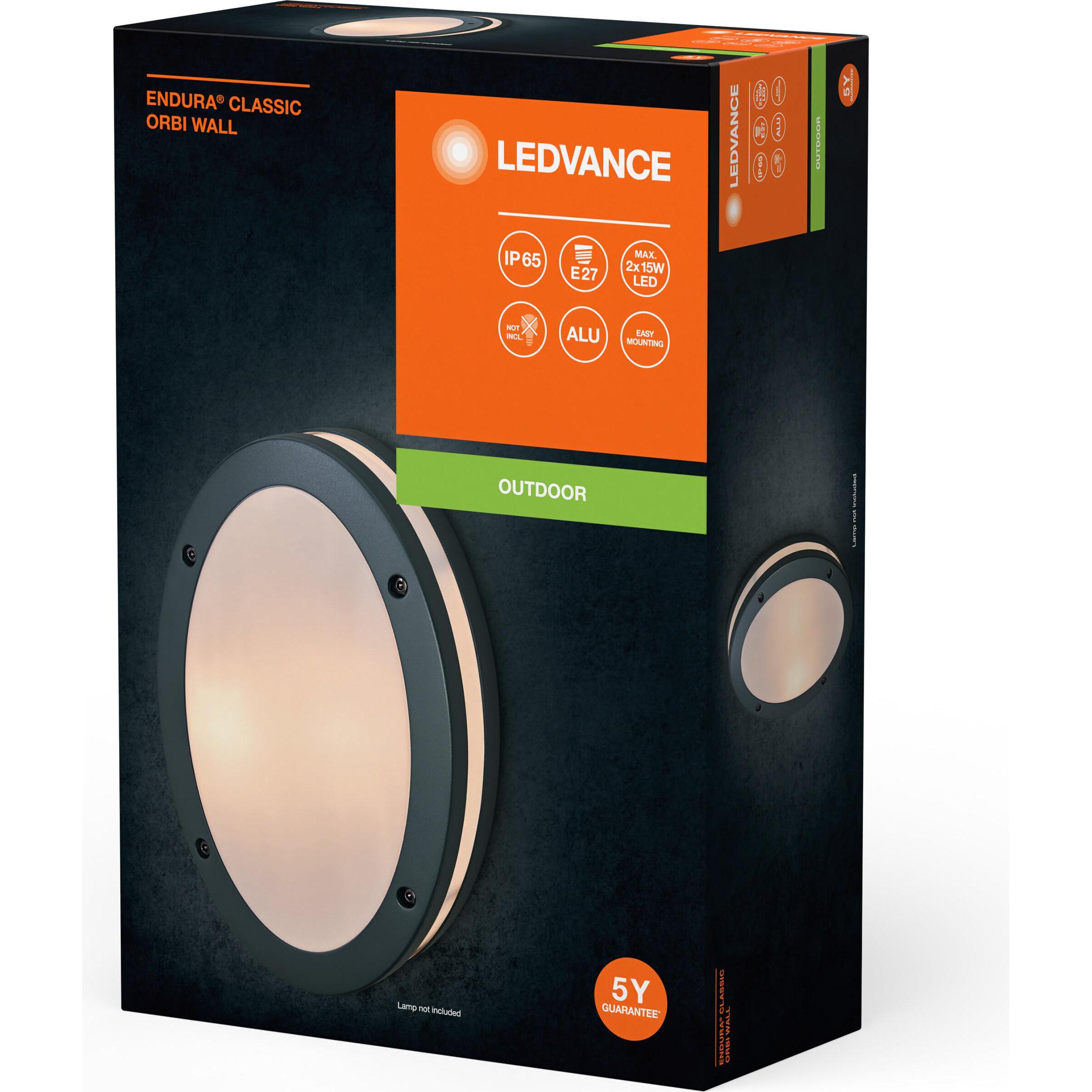 Thumbnail - Ledvance, Gartenbeleuchtung, Endura Classic IP65 E27 Orbi Wall Dark Gray (E27, IP65)