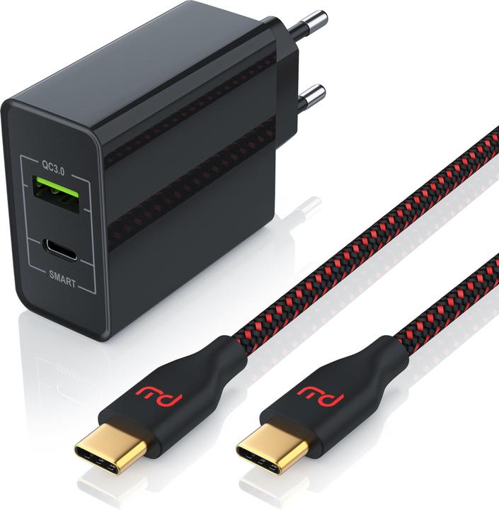 Actual product image Aplic 2 Port QC 3.0 USB Charger + USB 3.1 Type C Cable 1m (33 W)