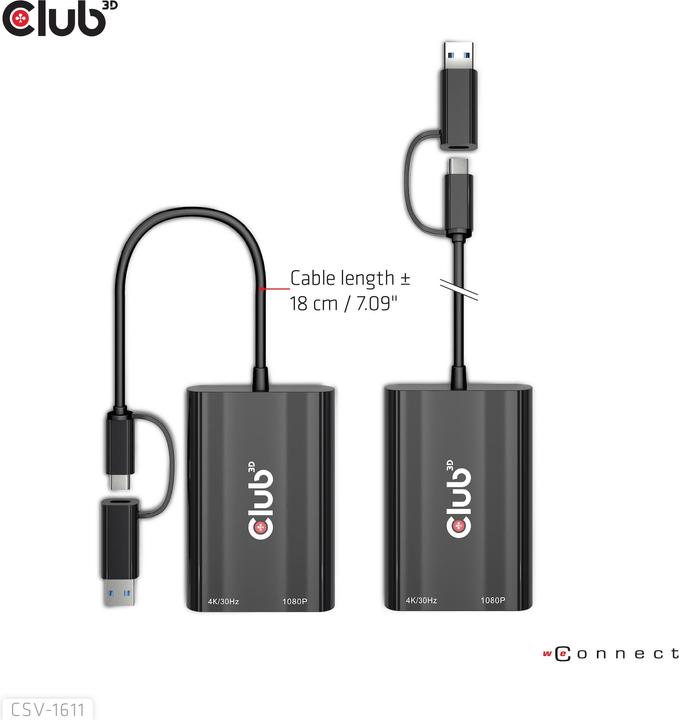 Produktbild Club 3D Club3D Adapter MiniDisplayport > DVI DualLink HDCP Off St/Bu (HDMI, USB Typ-C, VGA, 9.10 cm)