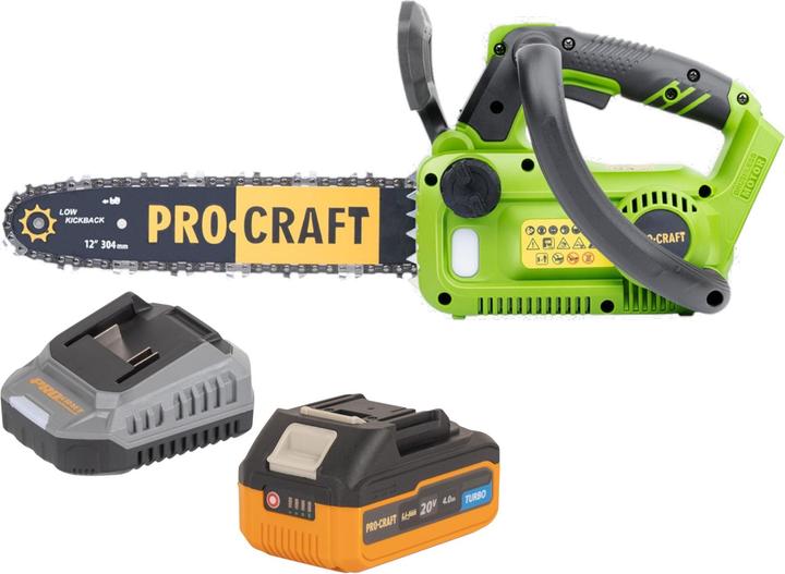Produktbild Procraft PKA42Libb Akku Kettensäge 20 V 304 mm Brushless + 1x Akku 4,0 Ah + Ladegerät (Akku Kettensäge)
