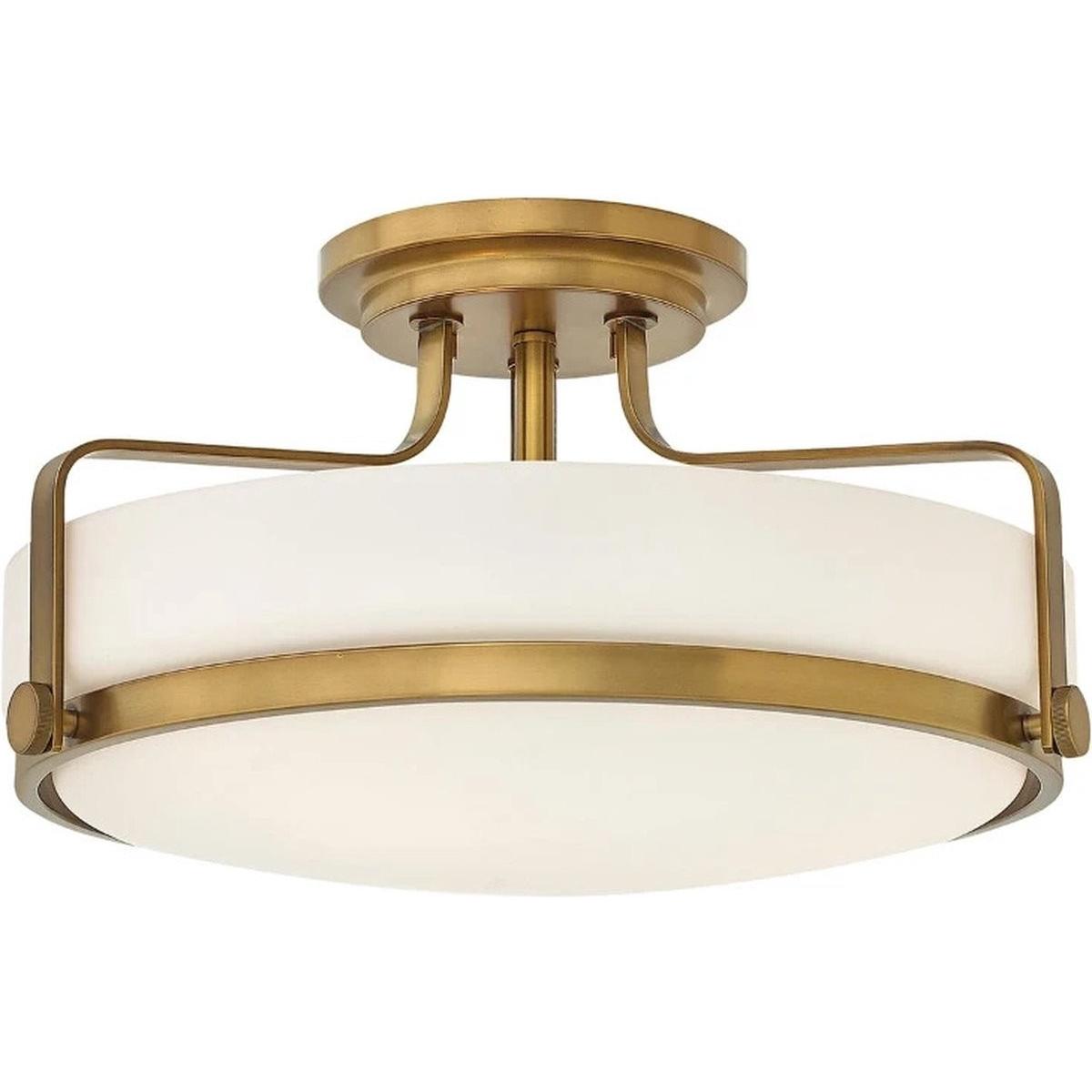 Elstead Lighting Oro Applique + Plafoniera, Plafoniera Harper E27 Tripla 25Cm Medium Heritage Ottone (E27)