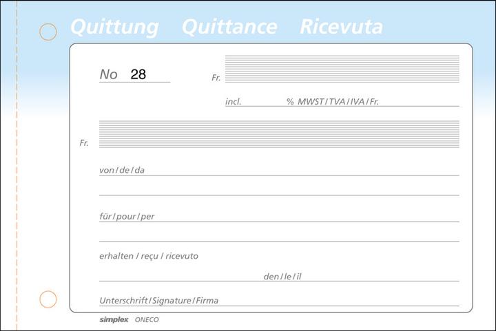 Produktbild Simplex 2-Quittungen pro Blatt (100x)