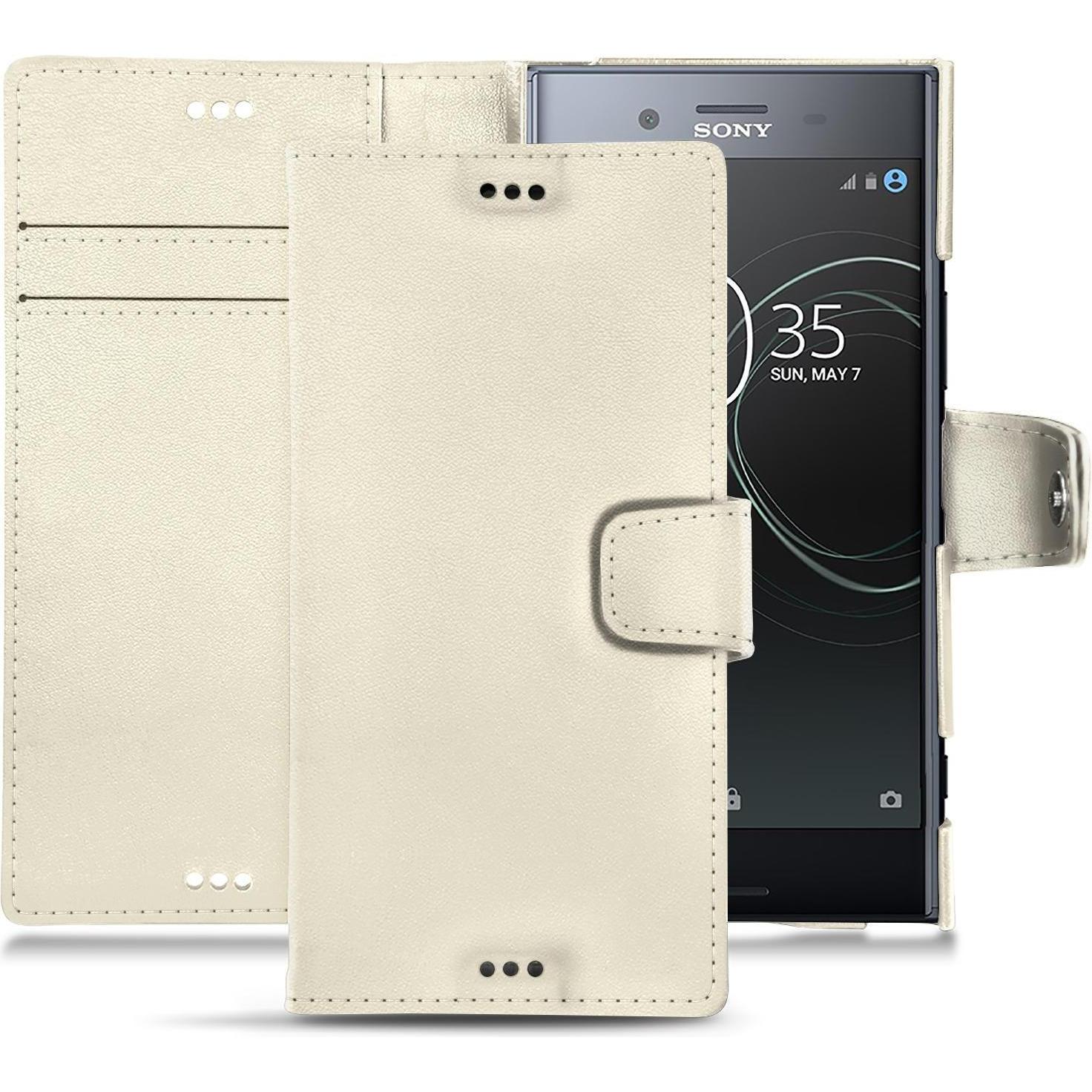Noreve Lederschutzhülle Wallet (Sony Xperia XZ Premium), Smartphone Hülle, Weiss