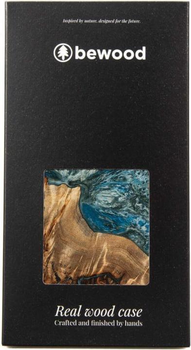 Actual product image Bewood Wood and resin case for iPhone 15 Plus MagSafe Unique Planet Earth - blue-green (Apple iPhone 15 Plus)
