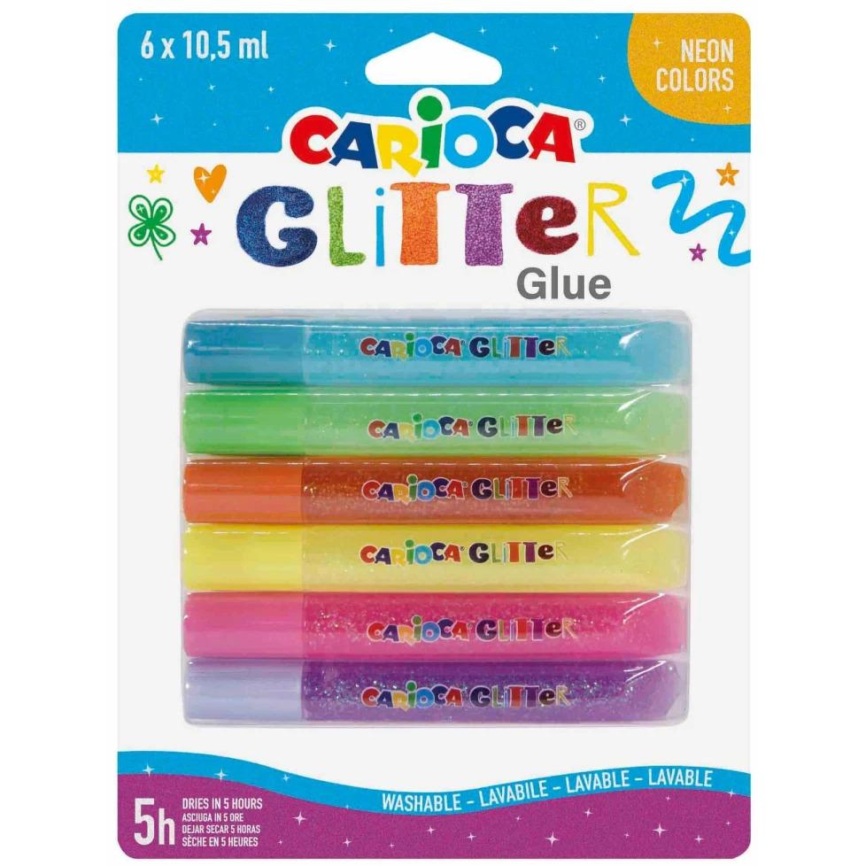 Carioca, Malstifte, Glitzerstifte Fluo Colors (Mehrfarbig, 6 x)