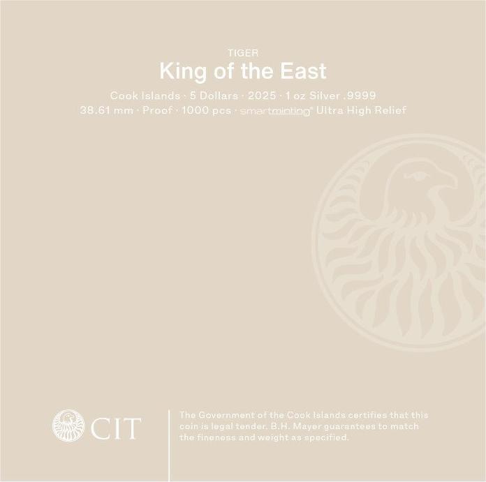 Actual product image CIT Coin Invest Silber King of the East - Tiger 1 oz PP - Ultra High Relief (1.00, 2025)