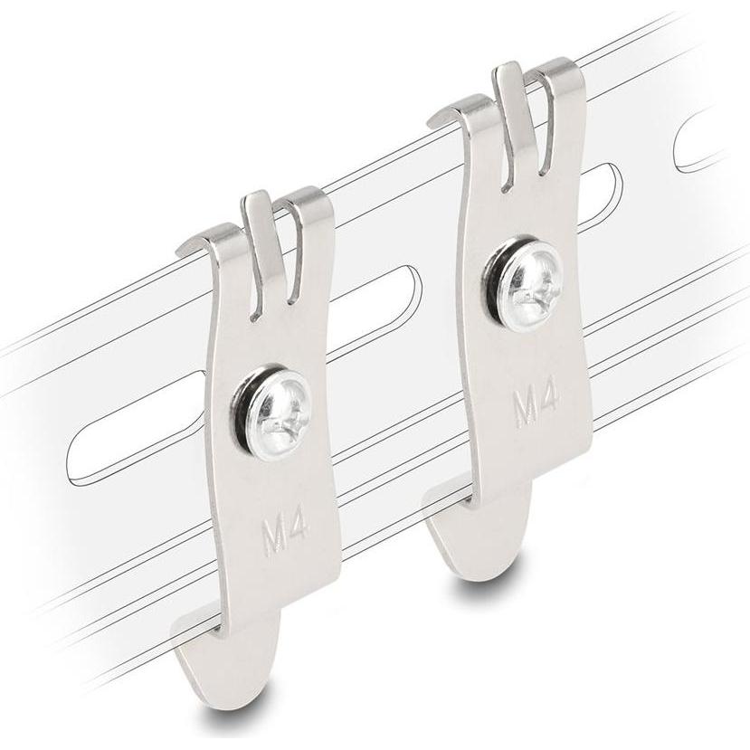 Delock Staffa per pannello patch da tavolo per guida top-hat con M4 B, Accessori per server, Argento