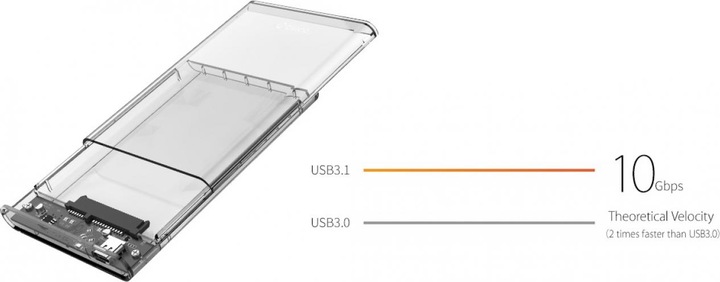 Actual product image Orico USB-C 3.1 SSD HD 2.5" Hard Drive Enclosure (2.5")