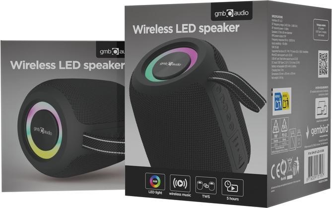 Productafbeelding Gembird Draadluidsprekers Draagbare Luidspreker|Zwart|Draagbaar/Draadloos|Bluetooth|SPK-BT-LED-05-BK (4 h)