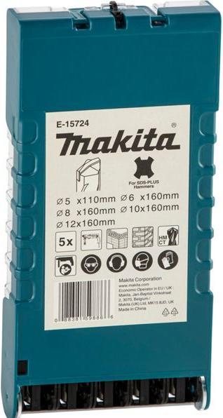 Productafbeelding Makita SDS+ set metselboren 5 stuks. (5, 6, 8, 8 en 10 en 12 mm)