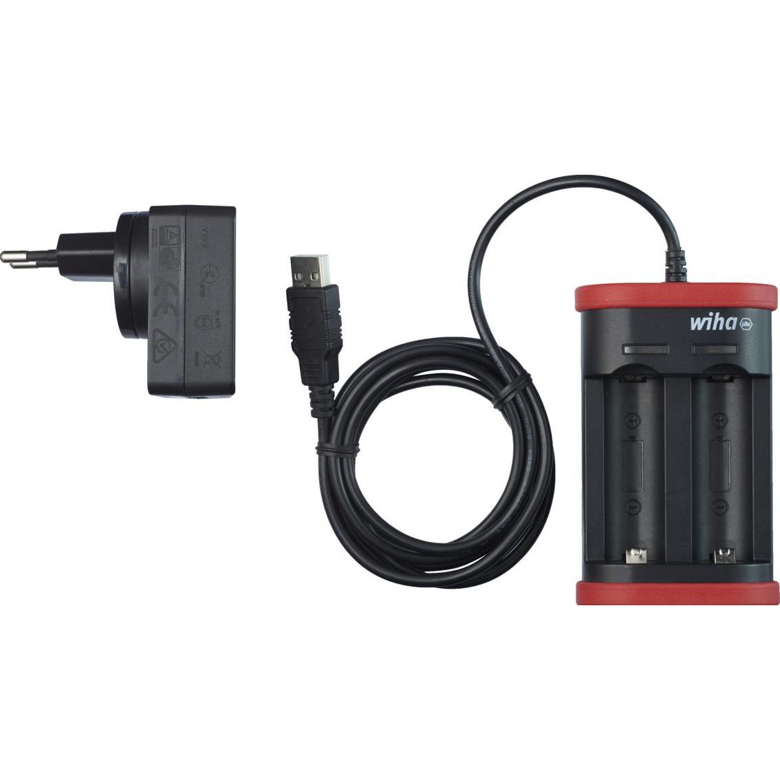 Auction, Schraubenzieher, Ladegerät für Akku Typ 18500 Li-Ion mit USB und Eurostecker (41915)