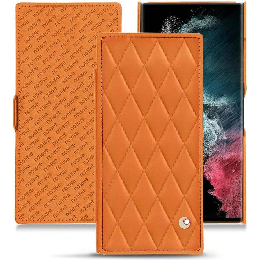 Noreve Lederschutzhülle horizontal (Samsung Galaxy S22 Ultra), Smartphone Hülle, Orange