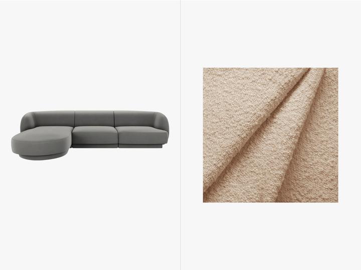 Actual product image Micadoni Boucle Left Corner Sofa, "Miley", 4 Seats, 255x156x70 Made in Europe (Corner sofa)