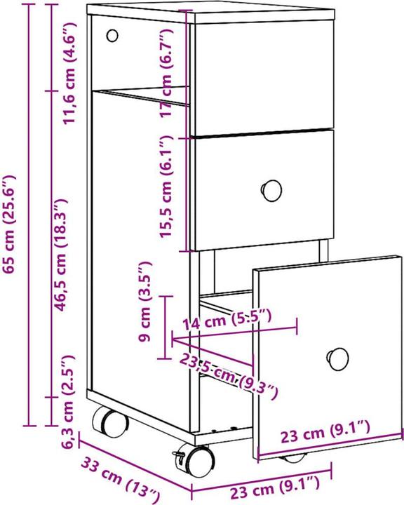 Actual product image vidaXL Narrow bathroom cabinet with castors