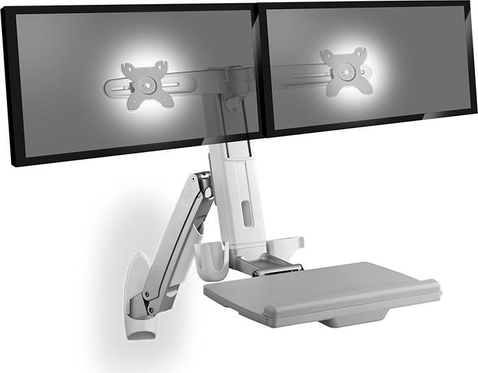 Immagine prodotto Icy Box IB-MS600-W2 Supporto da parete per due monitor fino a 61cm 24inch vassoio per tastiera/mouse... (Muro, 24")