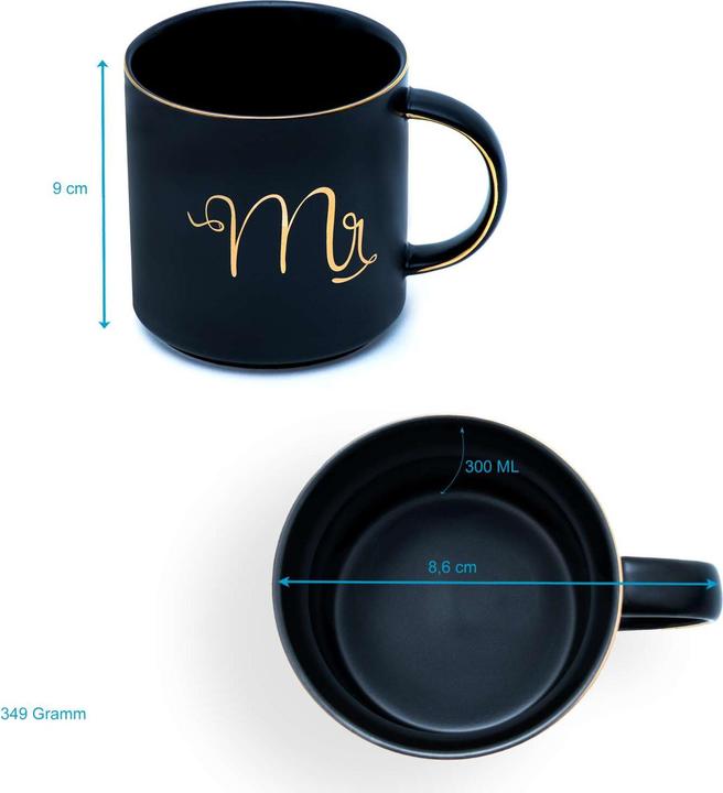Actual product image Intirilife Coffee mug with gold rim and Mrs Wedding inscription (300 ml, 1 x)