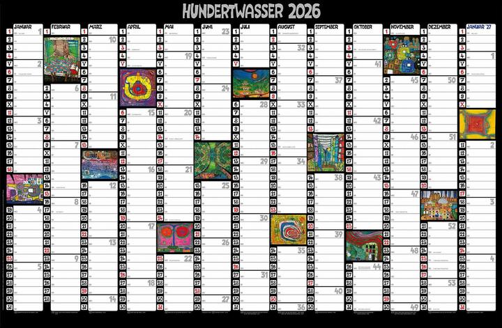 Produktbild Hundertwasser Mini-Jahresplaner Art 2026 (68 x 102 cm)