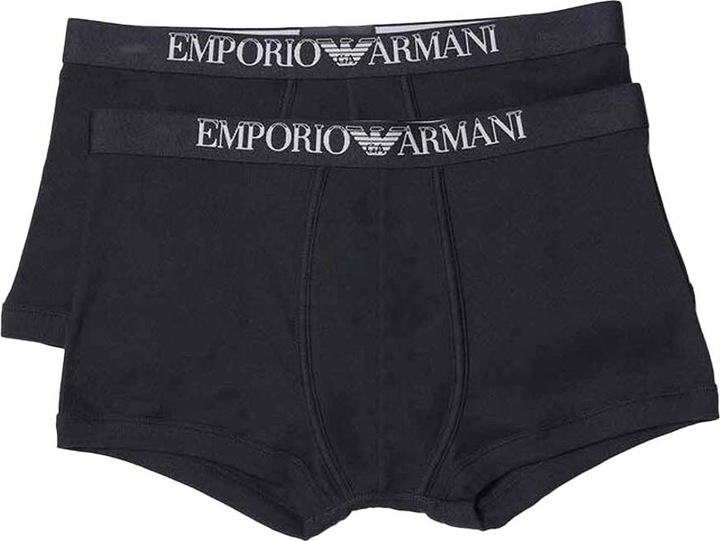 Actual product image Emporio Armani Mens Cotton Ribbed Boxer Shorts (Pack of 2) (XL, pack of 2)