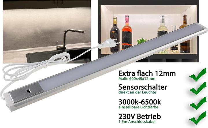 Produktbild Chilitec LED-Unterbauleuchte Comprido 600 CCT, EEK: G, 3000...6500 K, 60 cm (845 lm)
