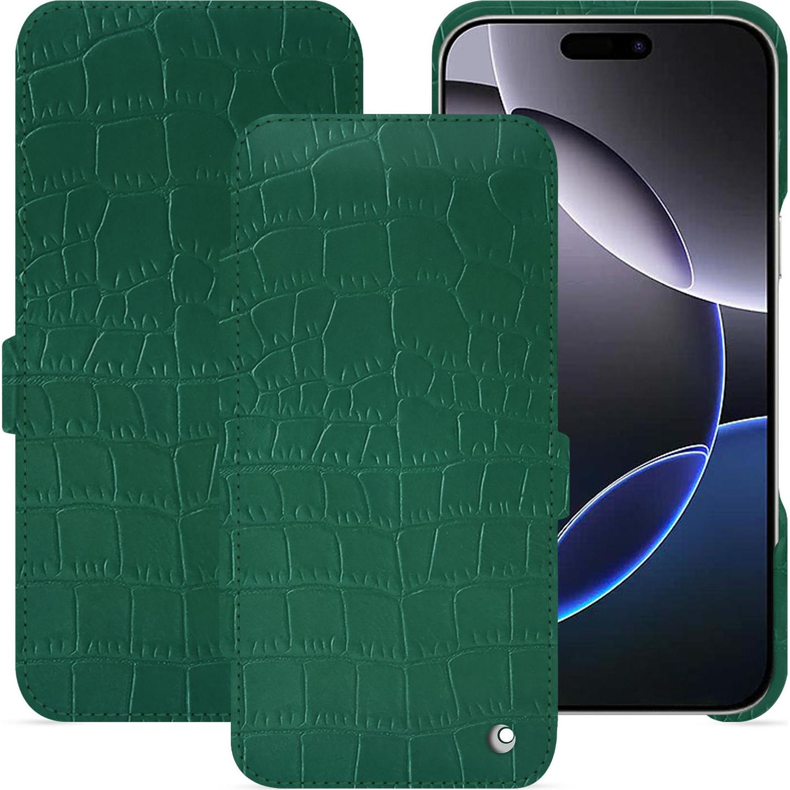 Noreve Lederschutzhülle horizontal (Apple iPhone 16 Pro Max), Smartphone Hülle, Grün