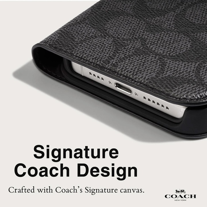 Produktbild Coach Folio Signature C Hülle – 2-in-1 iPhone 15 Pro Max Klapphülle (Anthrazit) (Apple iPhone 15 Pro Max)