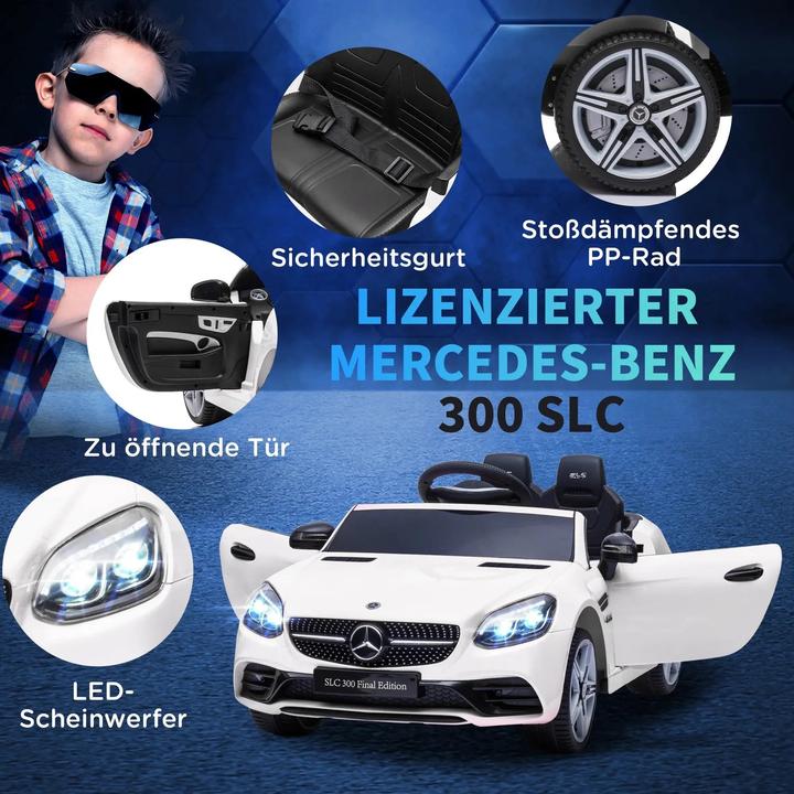 Image du produit Swisshandel24 Voiture électrique pour enfants, télécommande, ceinture de sécurité, musique, 3 ans et plus, blanc (12 V)
